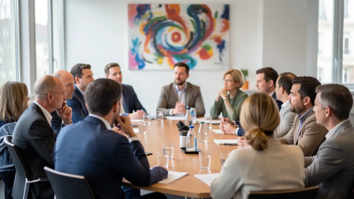 Image générique d'un groupe de personnes discutant dans une salle de conférence.