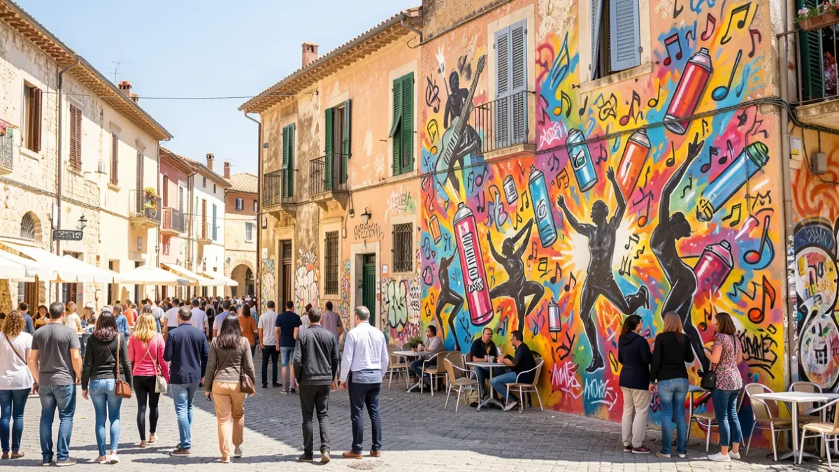 Image générique d'une fresque murale colorée représentant la culture urbaine.