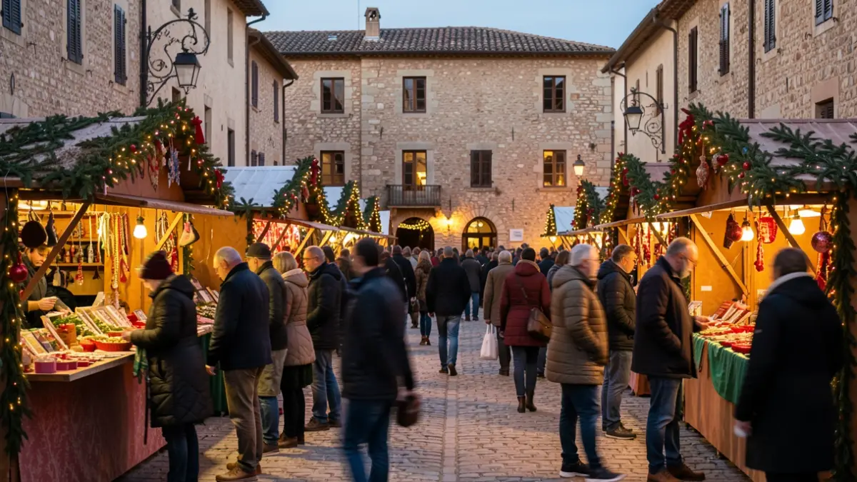 Generic image: with decorated stalls and lights.