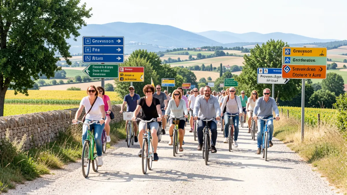 Image générique de participants à une marche et une course cycliste à Graveson pour Octobre Rose.