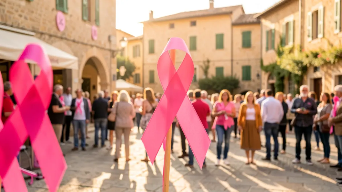 Image générique d'un événement de sensibilisation à Octobre Rose dans un village du sud de la France.