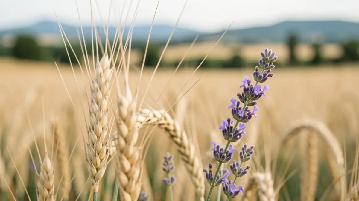 Generic image of wheat stalks and lavender sprigs symbolizing agricultural losses.