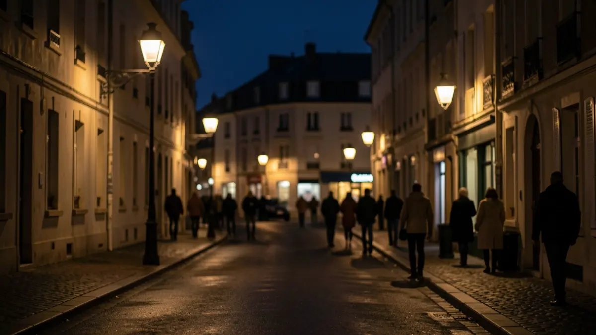 Generic image of public lighting on a city street at night.