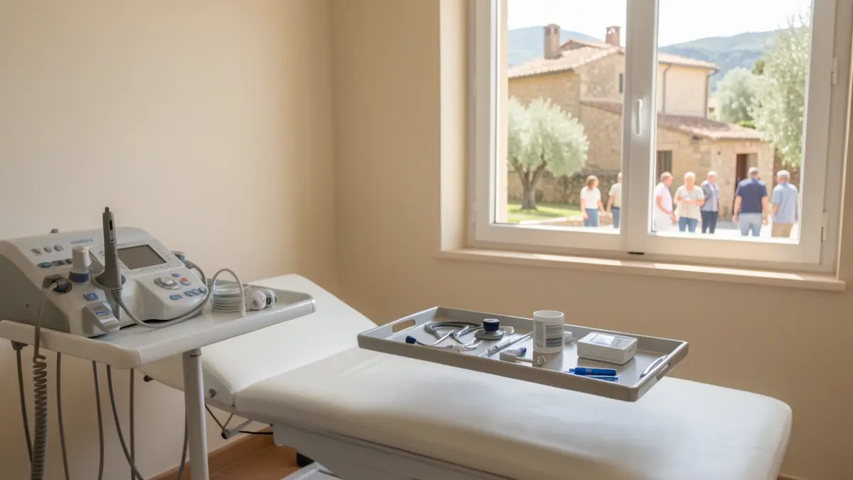Pediatric consultation room in a sunny Provençal setting.