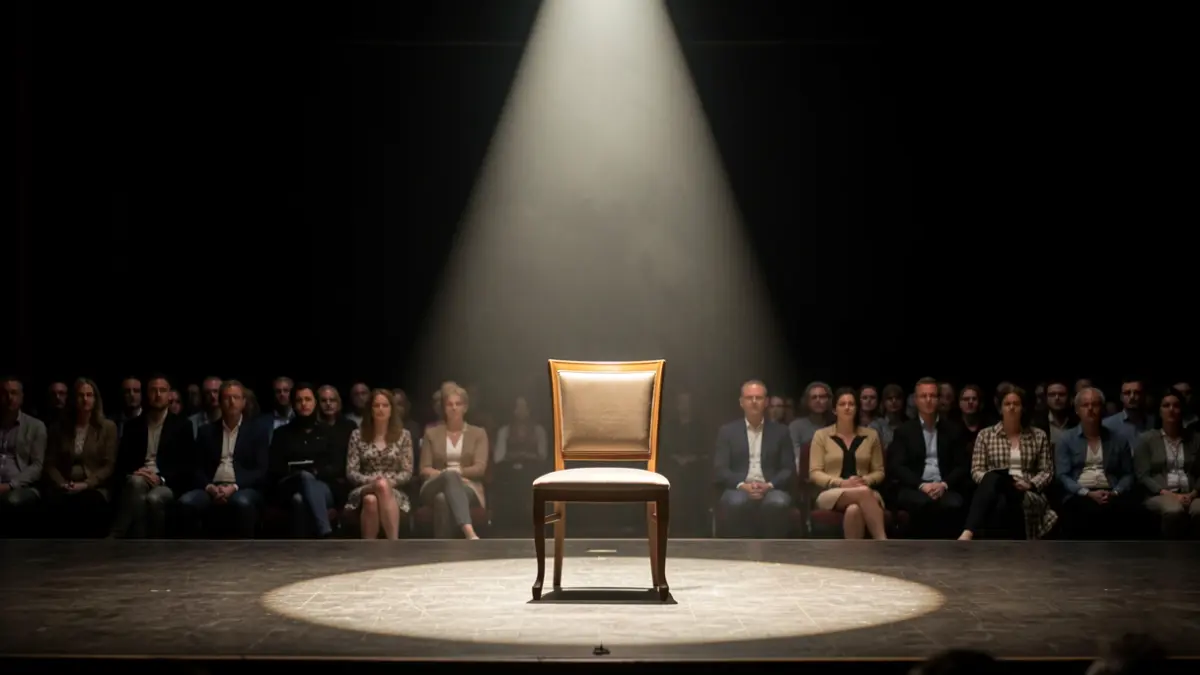 Generic image of an empty theatre stage lit by a spotlight.