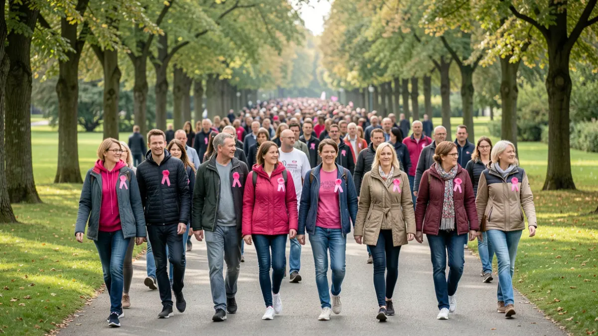 Generic image of a solidarity march for Pink October.