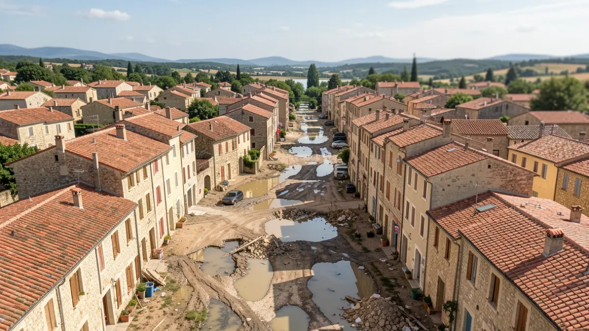 Generic image of flood damage in a Mediterranean town.