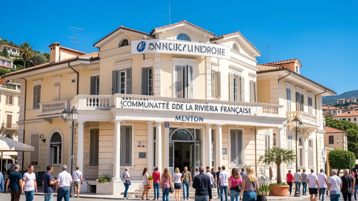Facade of the Communauté de la Riviera française in Menton.