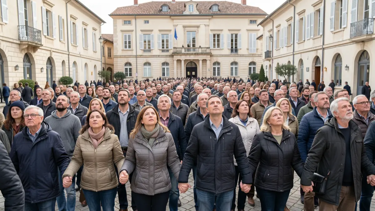 Generic image of a peaceful gathering on a town hall square, symbolizing unity and fraternity.