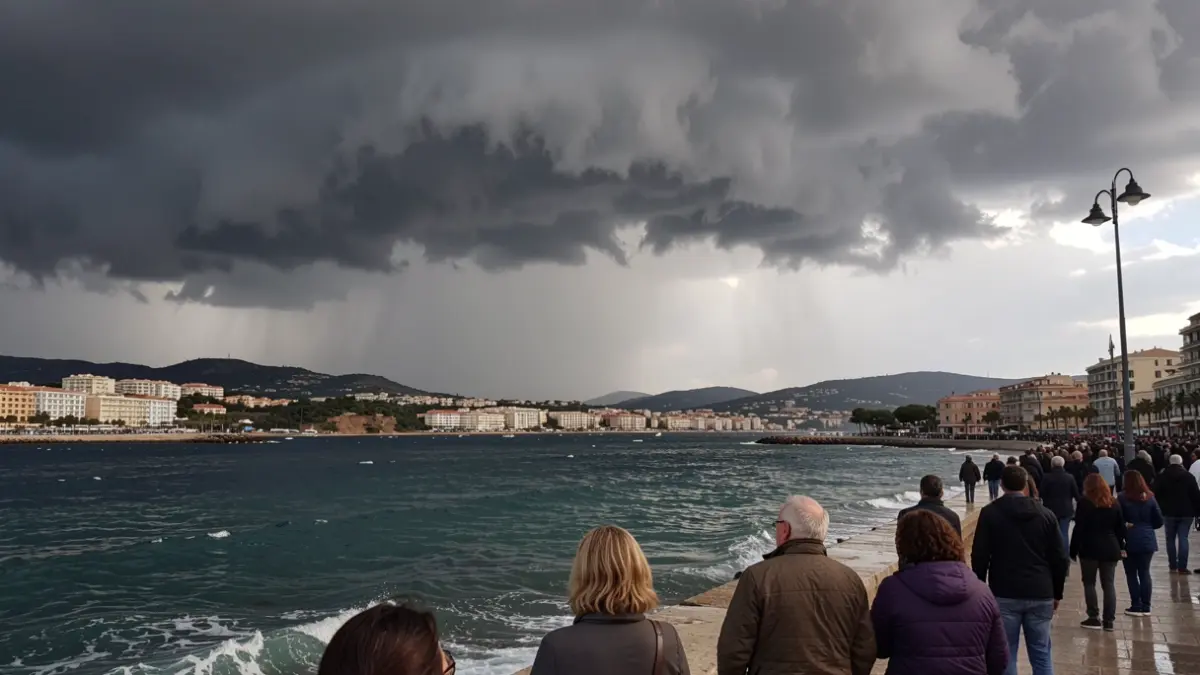 Image générique de nuages d'orage au-dessus de la côte méditerranéenne.